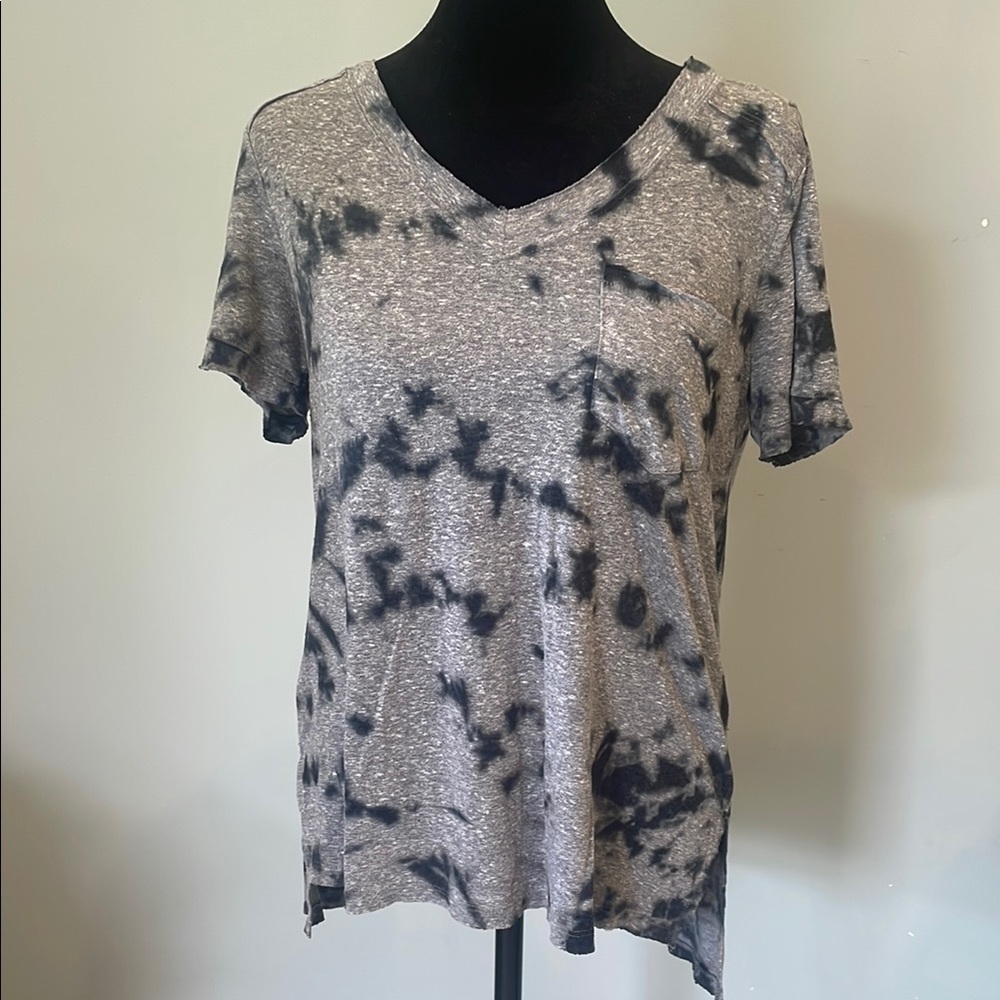 Gray Tie-Dye Women's Top rock & republic small